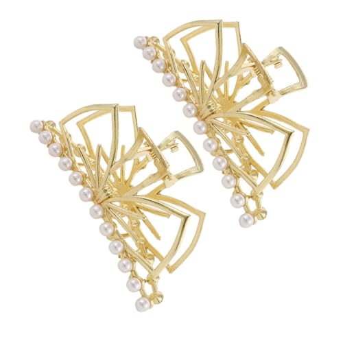 GANAZONO 2 Stück Metall haarspange mit Perlen Robuste Haarklammer für Damen für Langes Dickes Haar Fester Griff für Alltag Party Styling und Vielseitige Anwendung von GANAZONO