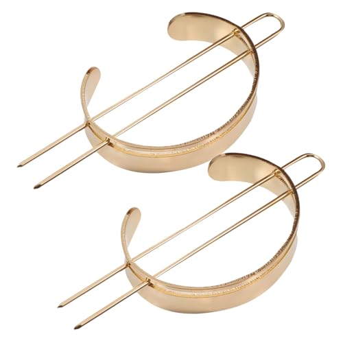 GANAZONO 2 Stück Metallic Haarklammer Gold Feder Design Sicherer Halt für Dutt und Pferdeschwanz Eleganter Haarschmuck für Frauen bei Hochzeit Party Alltag Rutschfest und Bequem von GANAZONO