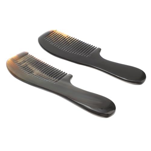 GANAZONO 2 Stück Ox Horn Kamm Tragbarer Glatter Haarkamm mit Massagefunktion Natürliches Echthorn Langlebig und Hautfreundlich für Damen und Herren Salon Reisegebrauch von GANAZONO