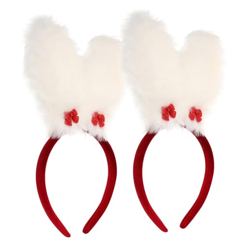 GANAZONO 2 Stück Plüsch Hasenohren Haarreif Cartoon Haarband mit Süßen Weißen Kaninchenohren Party Dekoration Stirnband für Karneval Cosplay Ostern und Festliche Anlässe von GANAZONO