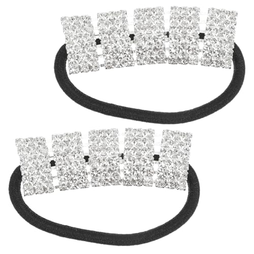 GANAZONO 2 Stück Ponytail Holder Haargummi mit Funkelnden Strasssteinen Elastische Haarringe Schonende Haargummis für Pferdeschwanz und Dutt Modische Haarbänder für Frauen und Mädchen von GANAZONO