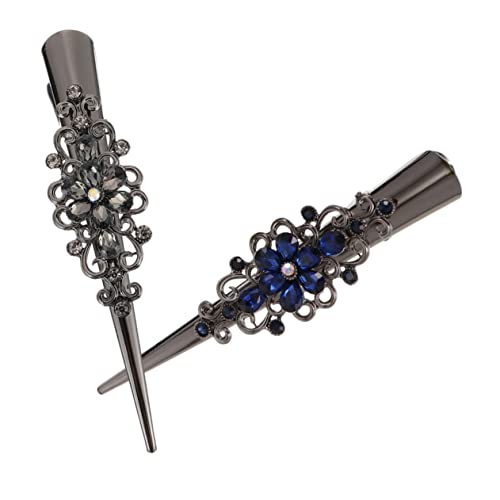 GANAZONO 2 Stück Retro Haarklammern Große Metall Duckbill Clips mit Strass Rutschfest für Dickes und Dünnes Haar Geeignet für Damen und Mädchen Stilvolle Haarschmuck Clips von GANAZONO