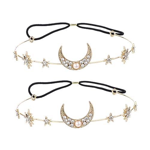 GANAZONO Mond Sterne Tiara Haar Schmuck 2 Stück Hochzeits Kopfschmuck Damen Strass Haarband Mit Mond Und Sternmotiv Elastisches Haarschmuck Für Party Festival Hochzeit GANAZONO Mond Sterne Tiara Haar Schmuck 2 Stück Hochzeits Kopfschmuck Damen Strass Haarband Mit Mond Und Sternmotiv Elastisches Haarschmuck Für Party Festival Hochzeit von GANAZONO