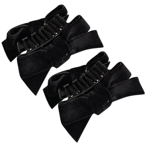 GANAZONO 2 Stück Schwarze Samtige Haarklammern Kleine Schleifen Leichter Süßer Haarschmuck für Damen und Mädchen für Ponytail Make up und Alltag Tragbar von GANAZONO