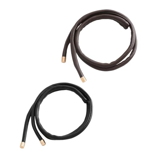 GANAZONO 2 Stück Teiliges Leder Haarband mit Flexiblem Draht Stilvolle Ponytail halter für Damen Einfache Anwendung Langlebig und Bequem für Verschiedene Frisuren im Alltag von GANAZONO