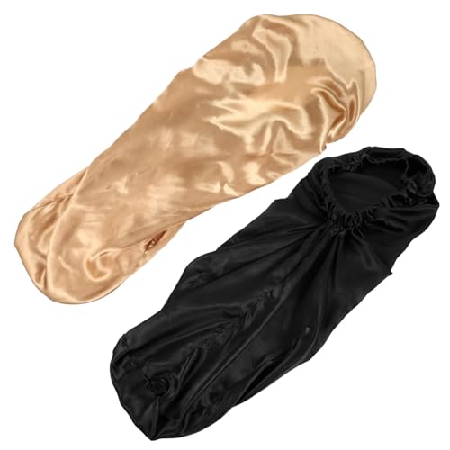 GANAZONO 2 Stück Teiliges Satin Schlafhauben Damen Lange Haarschutzmützen Atmungsaktiv und Weich für Lockiges und Geflochtenes Haar Bequemes Pflegebonnet für Nacht und Zuhause von GANAZONO