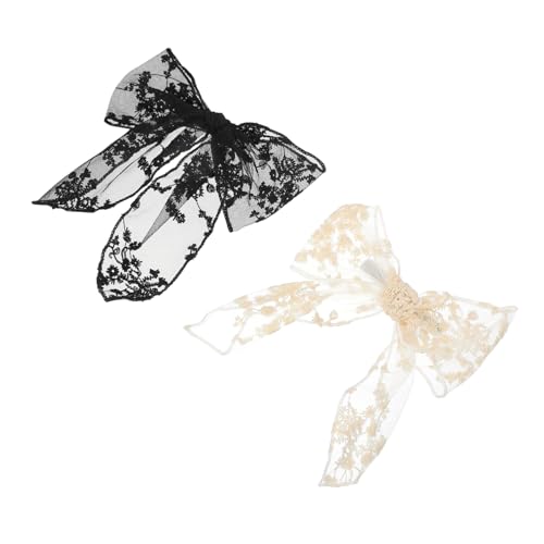 GANAZONO 2 Stück Teiliges Spitzen haarspangen Schleifen design Eleganter Haarklammer für Frauen und Mädchen Einsetzbar für Haartypen Stilvoller Haarschmuck in Schwarz und Weiß von GANAZONO