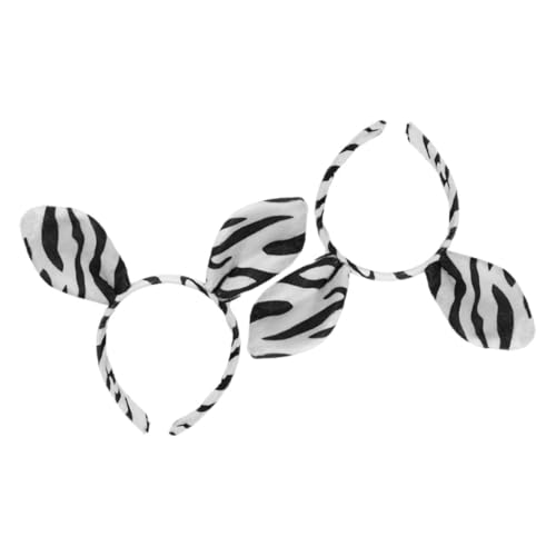 GANAZONO 2 Stücke Stirnband Mit Zebraohren Stirnband Kostüm Kopfbedeckung Tier-make-up-stirnband Lustige Kopfklopfer Ohren Haarbänder Tierisches Haarband Halloween-haarband Weiß Plüsch von GANAZONO