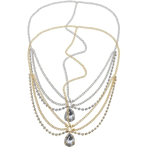 GANAZONO 2 Stücke Strass Kopfkette Kopfschmuck für Damen Hochzeits und Festival Accessoires Leichtes Stirnband für von GANAZONO
