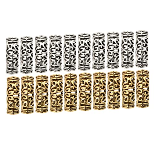 GANAZONO 20 Stück Dreadlock Zubehör Dread Perlen Für Zöpfe Und Dreadlocks Antik Silber Und Gold Dekorative Haarmanschetten Für Frauen Und Männer Haarschmuck Zubehör Für Festivals von GANAZONO