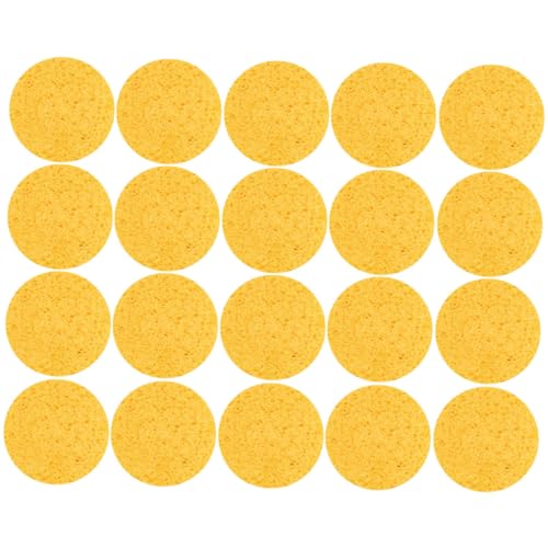GANAZONO 20 Stück Gesichtspuder Schwämme aus Zellulose Runde Gelbe Reinigungspads Wiederverwendbare Make up Entferner Schwämme für Sanfte Gesichtsreinigung und Make up Entfernung von GANAZONO