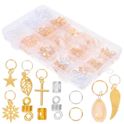 GANAZONO 200stücke Dreadlocks Charms Metallische Haarringe Für Zöpfe Haarschmuck Vielseitige Haardekorationen Für Frauen Und Männer Einfache Anwendung Verschiedene Designs Und Farben von GANAZONO