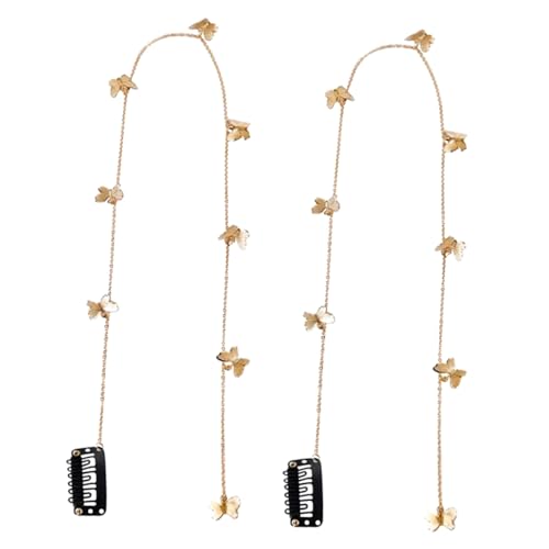 GANAZONO 2Stücke Goldene Schmetterlings Haarschmuck für Damen Zopfhaar Accessoires Haarschmuck für Partys Hochzeiten und Bühnenauftritte DIY Haarstyling Tools von GANAZONO
