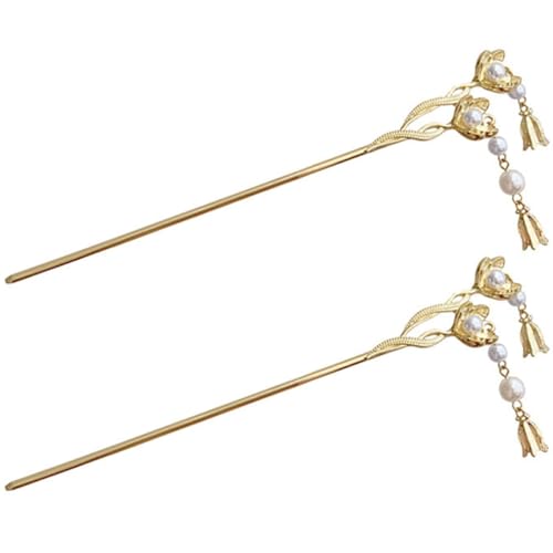 GANAZONO 2stücke Perlenblumen-haarstab Für Frauen Haargabel Für Dutts Retro-haarstab Für Hochzeiten Partys Alltag Haarschmuck Für Frauen von GANAZONO