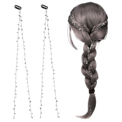 GANAZONO 2Stücke Haarketten mit Sternen Haarschmuck für Mädchen Haarverlängerungen für Styling Langlebig und Einfach zu Tragen für Besondere Anlässe von GANAZONO
