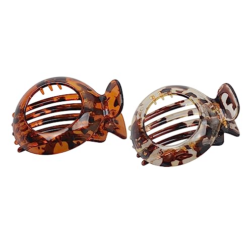 GANAZONO 2stücke Runde Haarspangen Aus Harz Für Damen Haarclips Tiefem Und Hellem Kaffeefarben-muster Für Verschiedene Frisuren Und Anlässe von GANAZONO