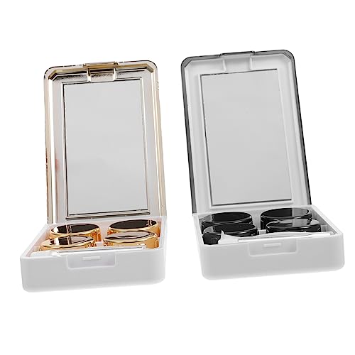 GANAZONO 2sätze Kontaktlinsenbehälter Reise Tragbarer Linsenaufbewahrungsbox Leichte Kosmetiklinsenbox Für Frauen Kontaktlinsenetui Auslaufsicher Mitnehmen von GANAZONO