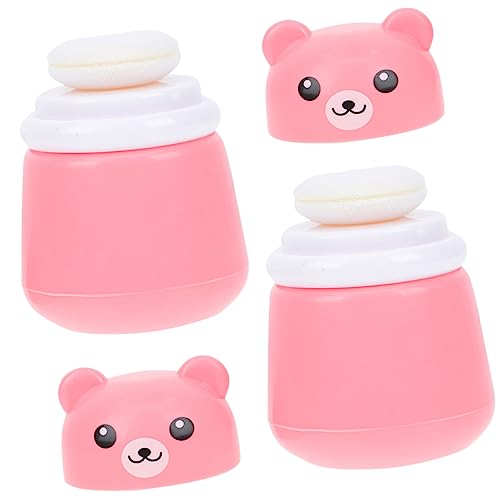 GANAZONO 2stücke Bären-puderquastenbox Aus Strapazierfähigem Kunststoff Babypuder-aufbewahrungsbox Für Junge Mädchen Und Erwachsene Kreative Talkumpuder-etui Mit Einfacher Handbedienung Für von GANAZONO