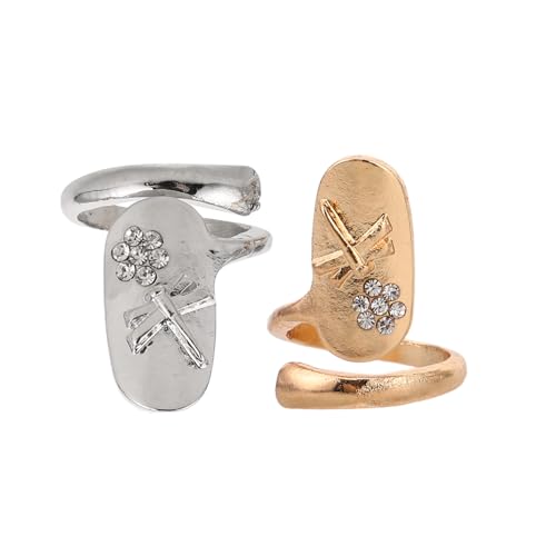 GANAZONO 2stücke Damen Fingernägel Ringe Nagel Ringe Frauen Nagelschmuck Strass Fingernagelringe Metallnägel Damen Schmuck von GANAZONO