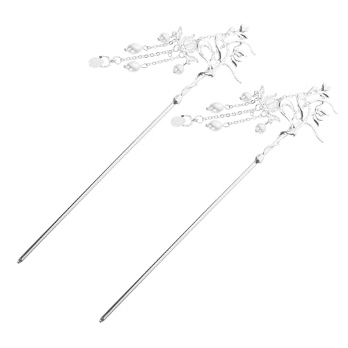 GANAZONO 2stücke Haarstäbe Für Frauen Mit Perlenquaste Chinesische Haarpin Für Dutts Haarstab Aus Leichtem Material Für Festen Halt Ohne Haarschäden von GANAZONO