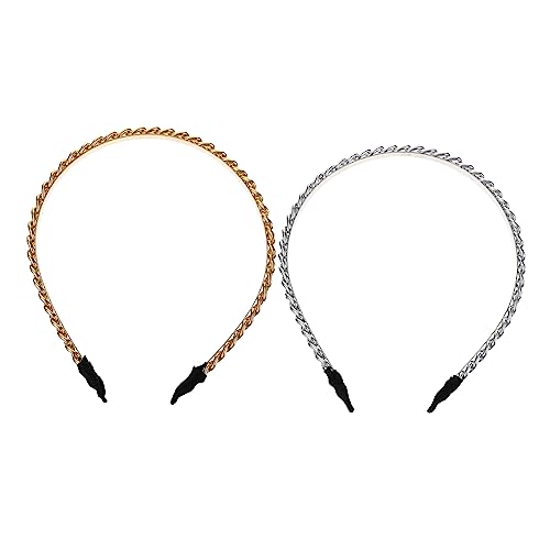 GANAZONO 2stücke Stirnband Aus Metall Mit Kette Dünnes Damen-stirnband Für Partys Und Hochzeiten Leicht Und Angenehm Zu Tragen von GANAZONO