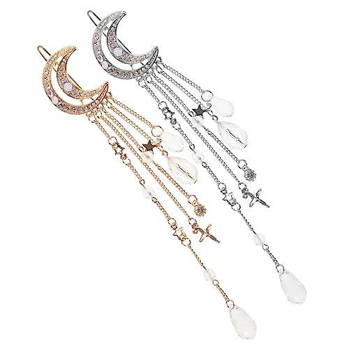 GANAZONO 2stücke Quasten Haarspange Lange Kette Haarnadel Haarschmuck Haar Clips Party Kopfbedeckung Damen von GANAZONO