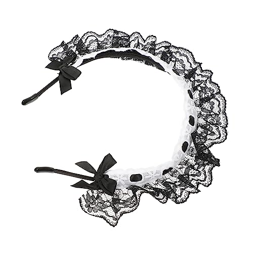 GANAZONO 2Stücke Spitzenstirnbänder Haar Hoops mit Schleife Kopfschmuck für Mädchen Retro Cosplay Accessoires für Partys und Verlobungen von GANAZONO