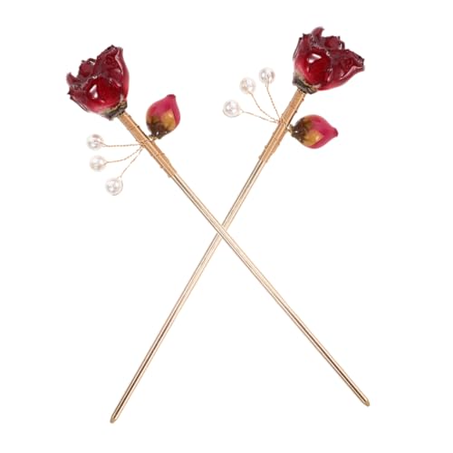 GANAZONO 2stücke Teilige Chinesische Haarnadeln Mit Rosenverzierung Asiatischer Haarschmuck Für Frauen Traditionelles Chinesisches Haar-accessoire von GANAZONO