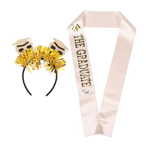 GANAZONO 2stücke Teiliges Set Mit Doktorhut Und Schärpe Abschlusskappen-stirnband Mit Quaste Für Abschlussfeiern Und Fotorequisiten Stilvolles Zubehör Für Graduierungsparty von GANAZONO