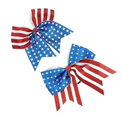 GANAZONO 2stücke Unabhängigkeitstag Haargummi Mit Sternen Und Streifen Kreative Haarschleifen Für Mädchen Langlebig Und Praktisch Für Täglichen Gebrauch Und Festlichkeiten von GANAZONO