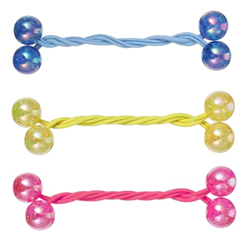 GANAZONO 3 Paare Acryl Perlen Haargummis Elastisch Langlebig und Dehnbar mit Kristallverzierung in Verschiedenen Formen Multifunktionale Haarbänder für Damen und Mädchen Zufällige Farbe von GANAZONO