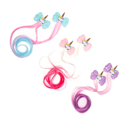 GANAZONO 3paare Einhorn Perücke Mit Haarspangen Für Junge Mädchen Bunte Haar Braid Clip Kopfschmuck Für Perücken Für Partys Und Festivals von GANAZONO
