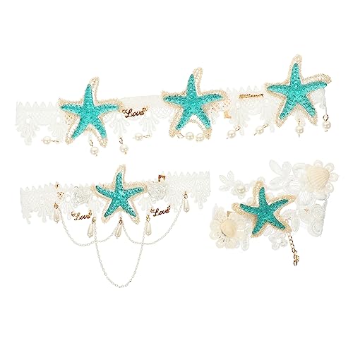 GANAZONO 3 Stück Haarband mit Seestern Design für Sommer Stirnbänder Perlen Haarschmuck Hochzeits und Party Accessoires Strand Haar Accessoires für Mädchen von GANAZONO