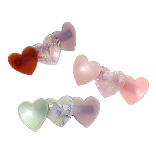 GANAZONO 3 Stück Haarklammern Damen Frühling Haarklammer Automatisch Love Heart Haarspangen Farbverlauf Rosa Braun Grün für Stilvolles Styling von GANAZONO