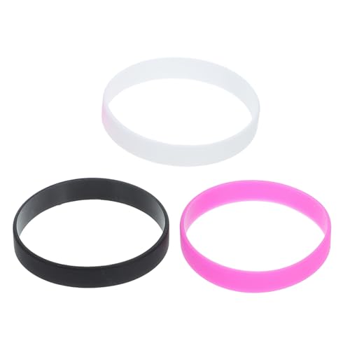 GANAZONO 3 Stück Silikonarmbänder für Damen und Herren Elastische Sportarmbänder in Weiß Schwarz und Rosarot Dehnbar Strapazierfähig für Partys Events und Täglichen Gebrauch von GANAZONO