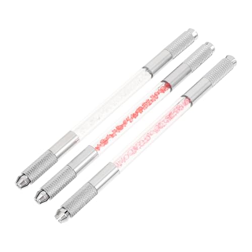 GANAZONO 3 Stück Teiliges Double Head Crystal Eyebrow Pen aus Rostfreiem Aluminium Manuelle Augenbrauenstifte zum Präzisen Zeichnen und Tattoo Multifunktional Farblich Sortiert von GANAZONO