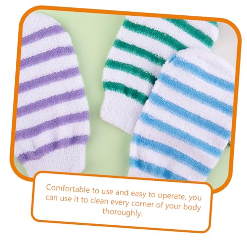 GANAZONO 3 Stück Teiliges Duschhandschuh Peeling handschuh aus Nylon Baumwolle Doppelseitig Verstärkt Sanftes Hautpeeling und Massagehandschuh zur Hautreinigung für Damen Zufällige Farbe von GANAZONO