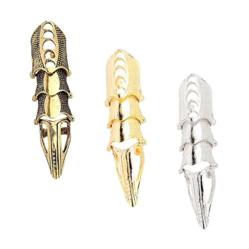 GANAZONO 3 Stück Teiliges Metall Fingernagelringe mit Hohlem Muster Langlebige Hautfreundliche Nagelklauen für Halloween Cosplay Kostümparty und Karneval Verstellbar und Leicht zu Tragen von GANAZONO