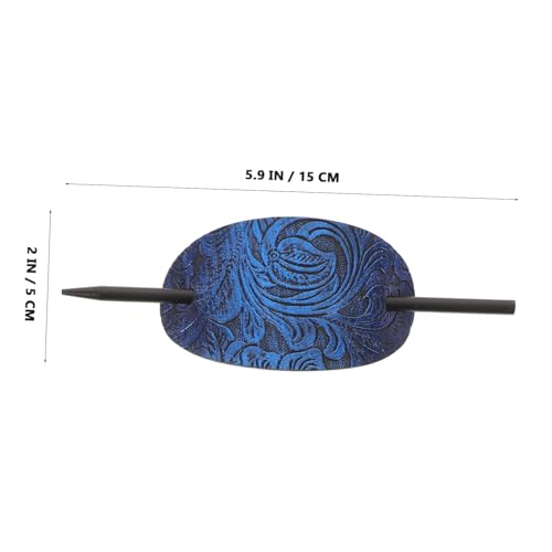 GANAZONO 3 Stück Teiliges Retro Haarstab Oval Faux Leder Haarnadeln mit Stab Sichere Bequeme Haarspangen für Damen Stylische Haarschmuck für Dutt Hochsteckfrisuren in Schwarz Blau von GANAZONO