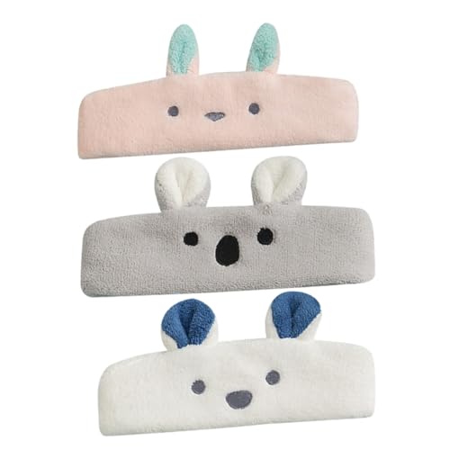 GANAZONO 3 Stück Teiliges Süßes Fleece Haarband Weiche Dehnbare Stirnbänder für Gesichtswäsche Make Up Spa und Sport Praktische Haaraccessoires in Weiß Hellrosa und Hellgrau für Damen und von GANAZONO