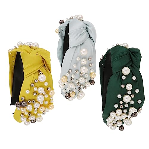 GANAZONO 3stücke Perlen-knoten-haarreifen Aus Stoff Vintage-design Party-haar-schmuck Haarschmuck Mit Perlen Stirnbänder Für Partys von GANAZONO