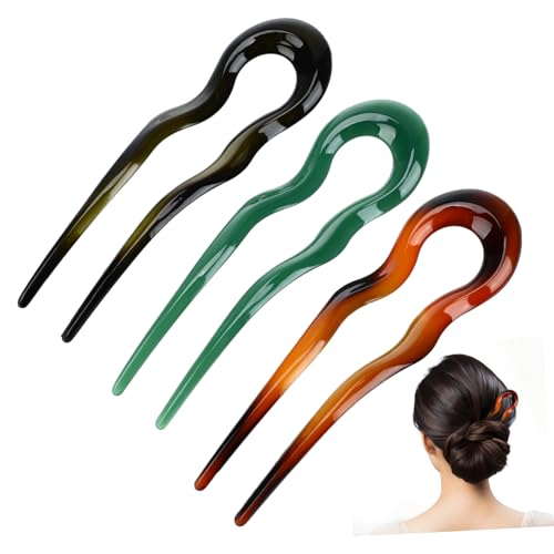 GANAZONO 3 Stück U-förmige Haarnadeln Für Frauen Französische Haarnadeln Aus Langlebigempc Material Für Hochsteckfrisuren Haarschmuck Für Dutt Frisuren Für Besondere Anlässe von GANAZONO