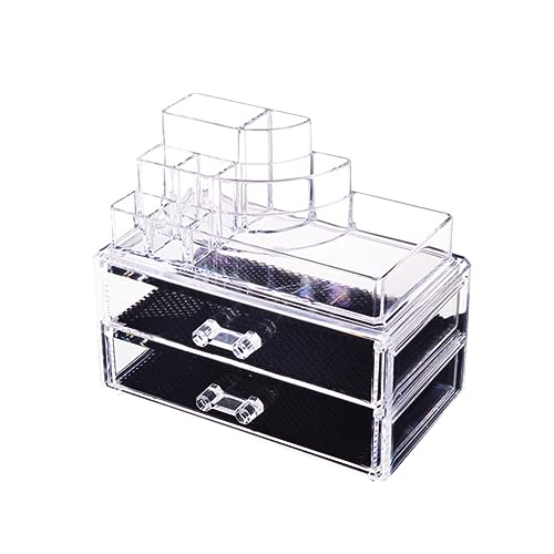 GANAZONO 3stufe Aufbewahrungsbox Für Kosmetik Stapelbar Mit Schubladen Transparent Für Arbeitsplatte Make-up-organizer Schmuckaufbewahrung Raum Für Pinsel Lippenstift Nagellack von GANAZONO