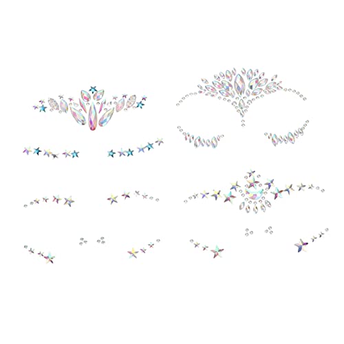 GANAZONO 4 Blätter Teiliges Set Selbstklebende Face Jewels Gesichtsschmuck Aufkleber Vielseitige Gesicht Decors Glitzernde Eye Gems für Festival Party Cosplay und Make Up Dekoration von GANAZONO