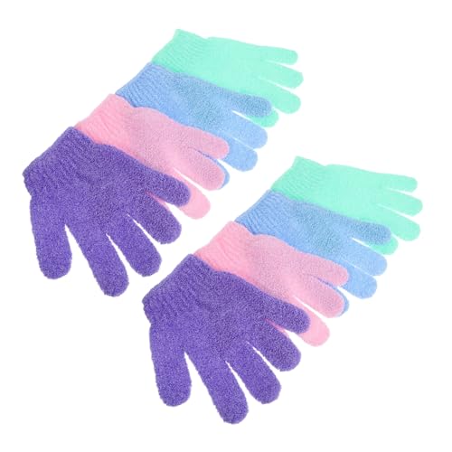 GANAZONO 4 Paar Duschpeeling Peeling Badhandschuhe Aus Nylon Doppelseitige Körperpeeling Handschuhe Für Damen Und Herren Elastisch Und Dehnbar Für Hauttypen Zur Verwendung Mit Duschgel von GANAZONO