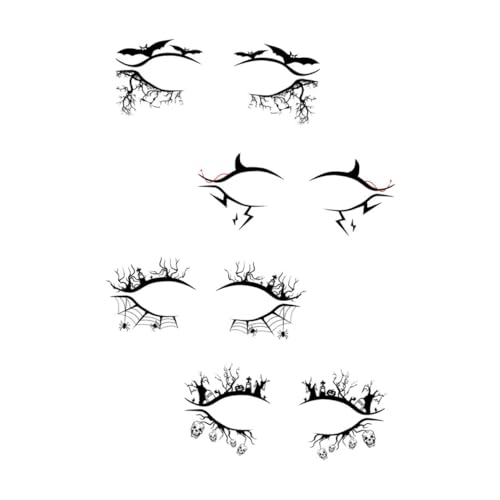 GANAZONO 4 Paare Eyeliner Aufkleber Halloween Make-up Tool Kreative Augen Decals für Party Kostüm Cosplay Verwendbar und Praktisch von GANAZONO