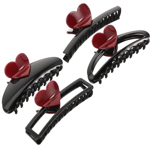 GANAZONO 4 Stück Herz Haarklammern für Damen Große Haarklammern aus Robustem Kunststoff für Dünnes und Dickes Haar Haarschmuck für Partys und Hochzeiten Dekorative Haarspangen für Mädchen von GANAZONO