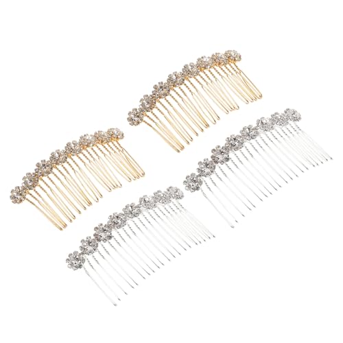 GANAZONO 4 Stück Funkelnde Künstliche Strass Blumen Haarclips für Hochzeiten und Partys Zubehör für Bräute und Mädchen Silber und Gold von GANAZONO