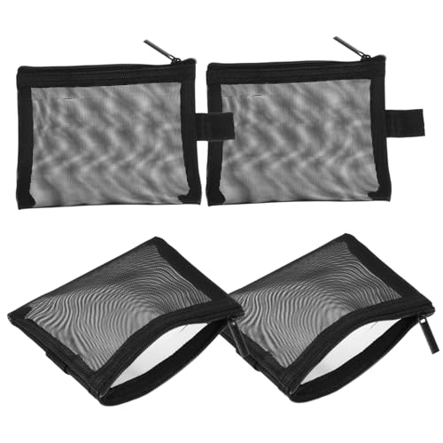 GANAZONO 4 Stück Kleine Mesh Kosmetiktaschen mit Reißverschluss Transparente Makeup Organizer Beutel Kompakt Wasserabweisend für Reisen Business Schule und Alltag von GANAZONO