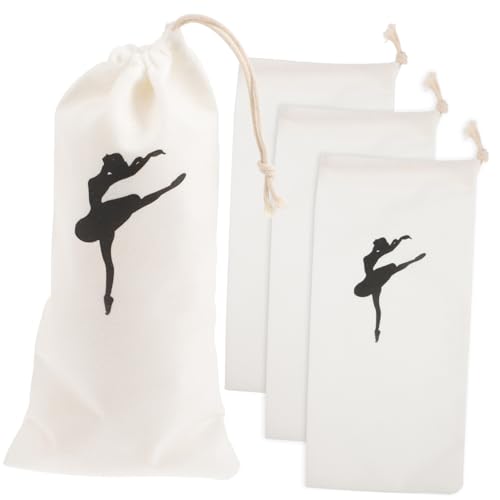GANAZONO 4 Stück Teiliges Ballettschuhtaschen aus Robustem Canvas mit Kordelzug Geräumige Tanzschuhtaschen für Mädchen zur Aufbewahrung von Ballettschuhen und Kleinen Tanzutensilien von GANAZONO